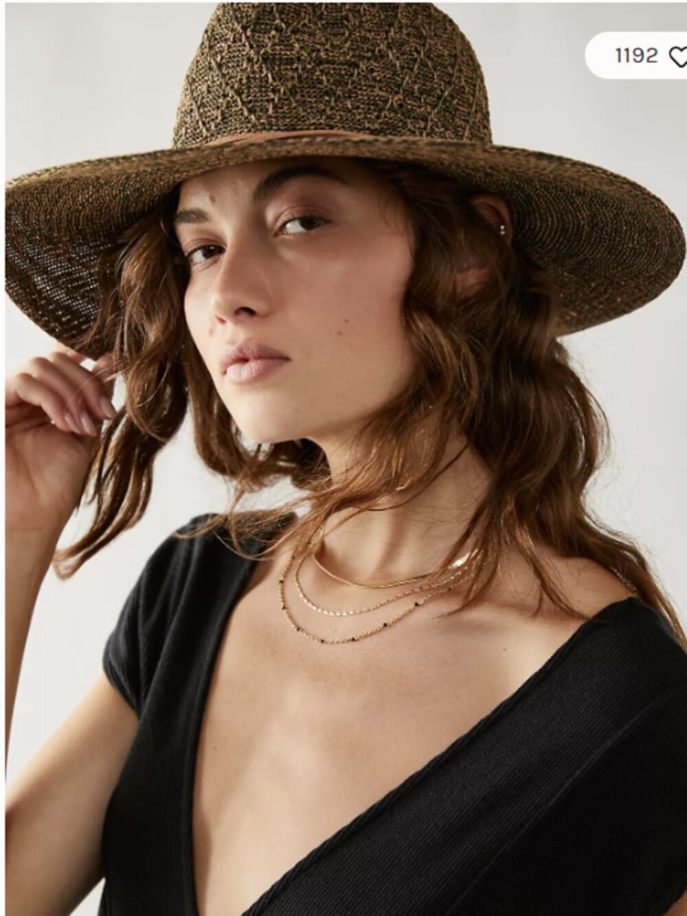 Free People NWT Santa Barbara Packable Woven Straw Fedora Hat Olive Combo